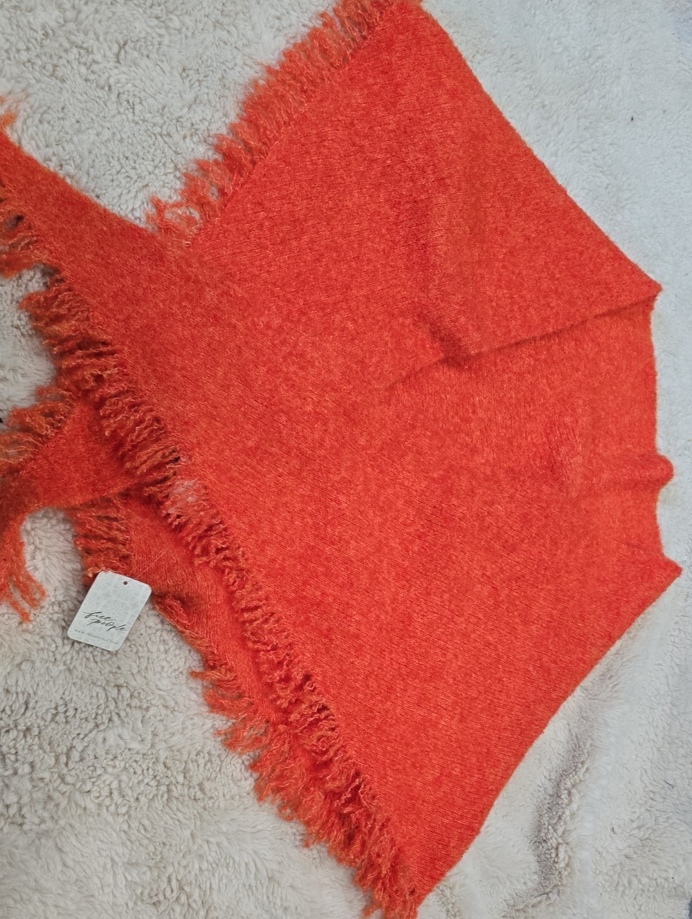 Free People Vibrant Orange Fringe Scarf